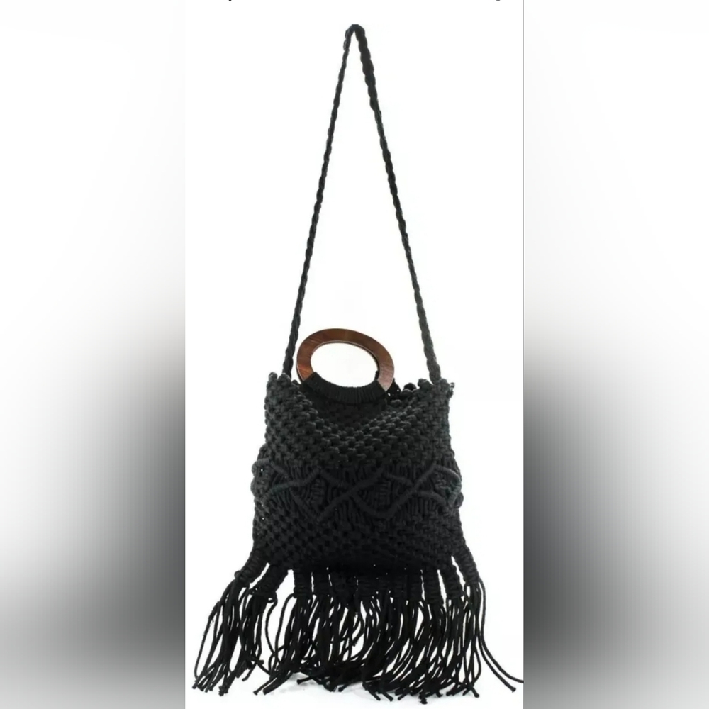 Danielle Nicole Women's Black Boho Macrame Bag - image 1